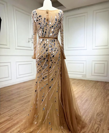 Nude Beaded Stone Designed Dress