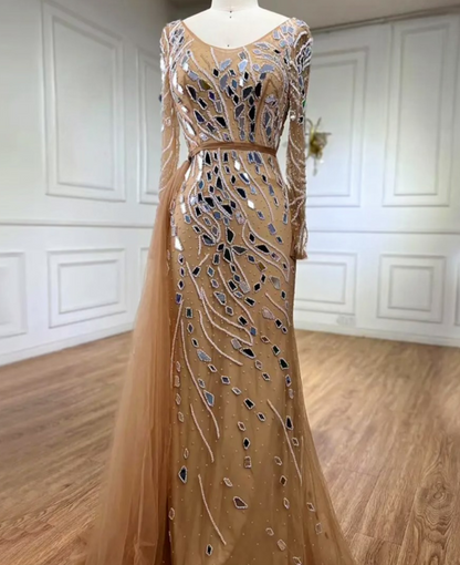 Nude Beaded Stone Designed Dress