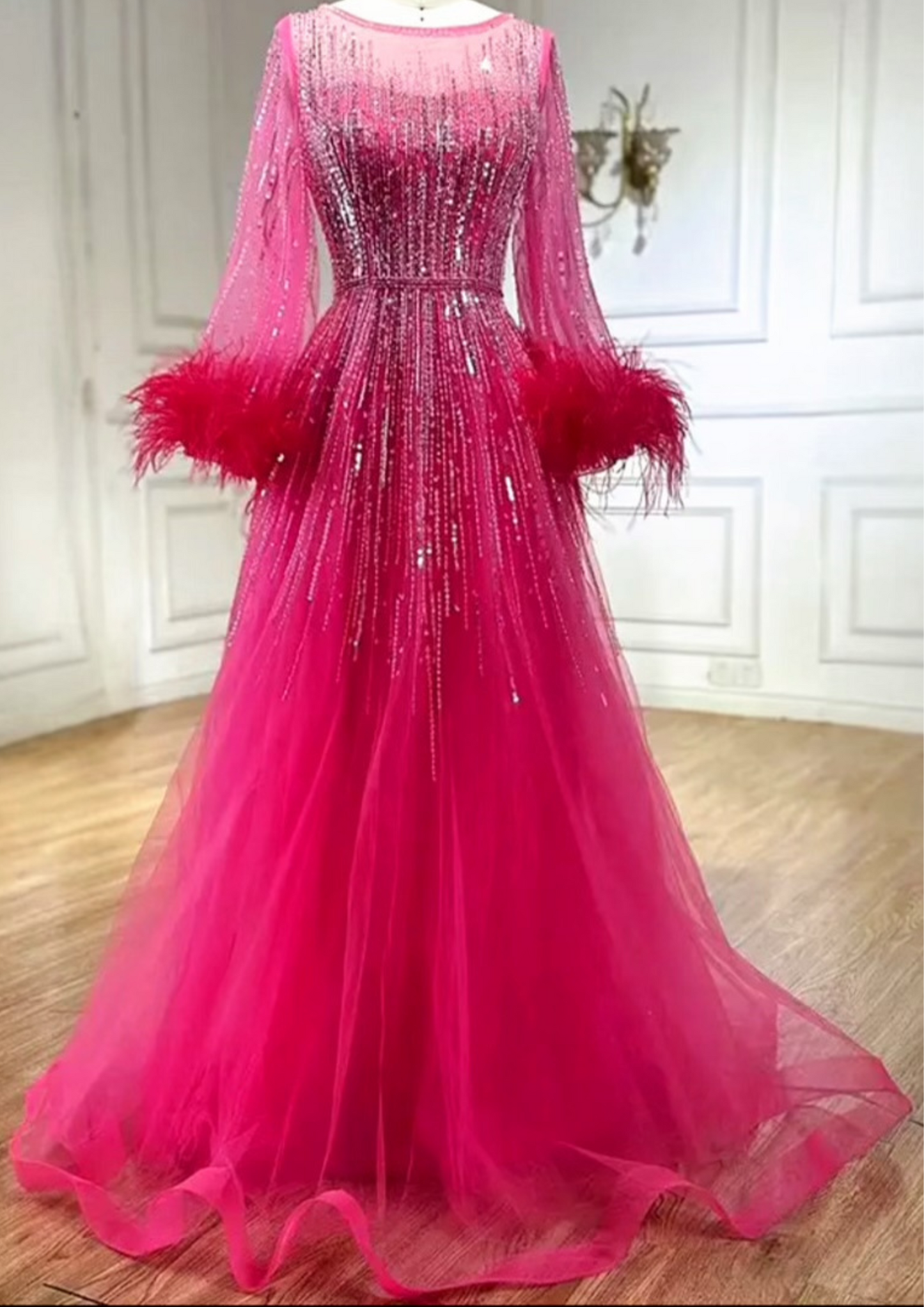 Pink Embellished Evening Dress dressupaccessories