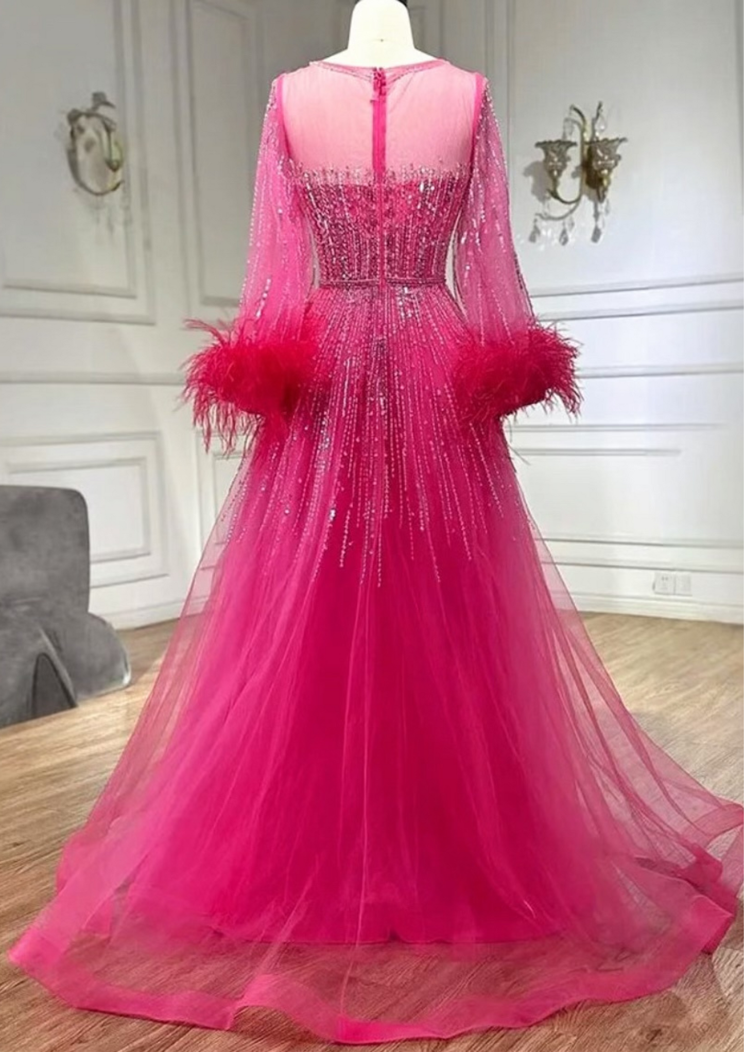 Pink Embellished Evening Dress dressupaccessories