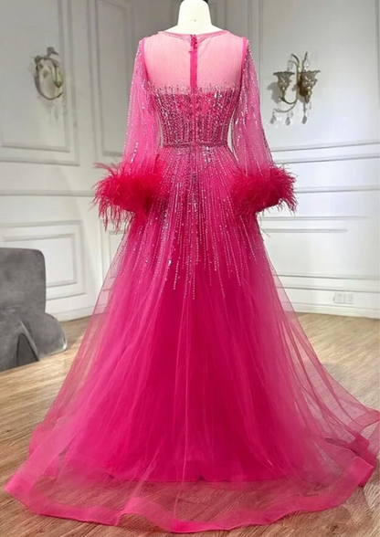 Pink Embellished Evening Dress