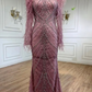 Pink  Emberllished Feather Sleeve