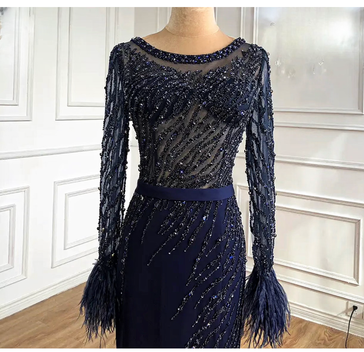 See Through Embellished Long Sleeve dressupaccessories