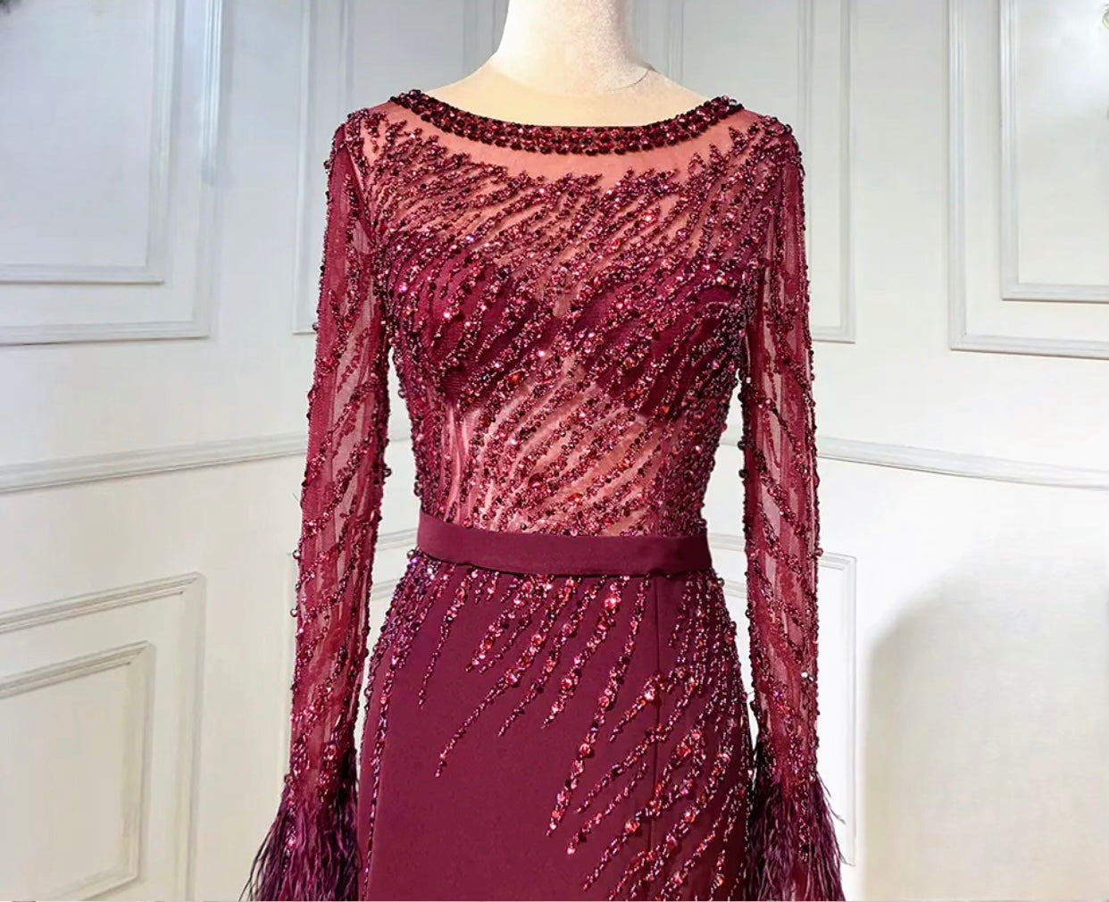 See Through Embellished Long Sleeve dressupaccessories