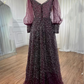 Silver Stone Wine Mesh Sleeve Dress