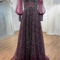 Silver Stone Wine Mesh Sleeve Dress