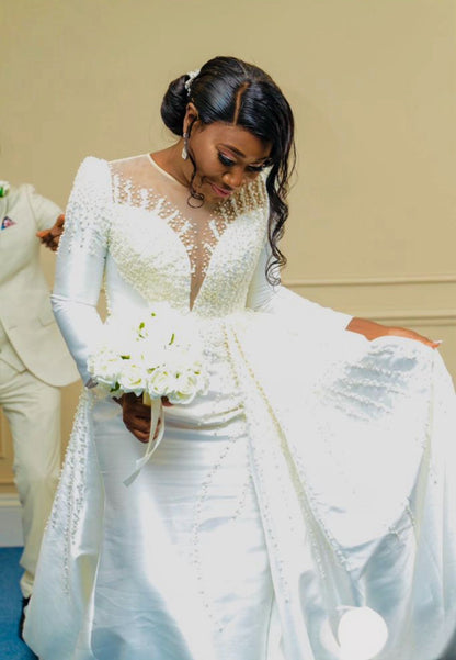 Full beaded upper wedding dress