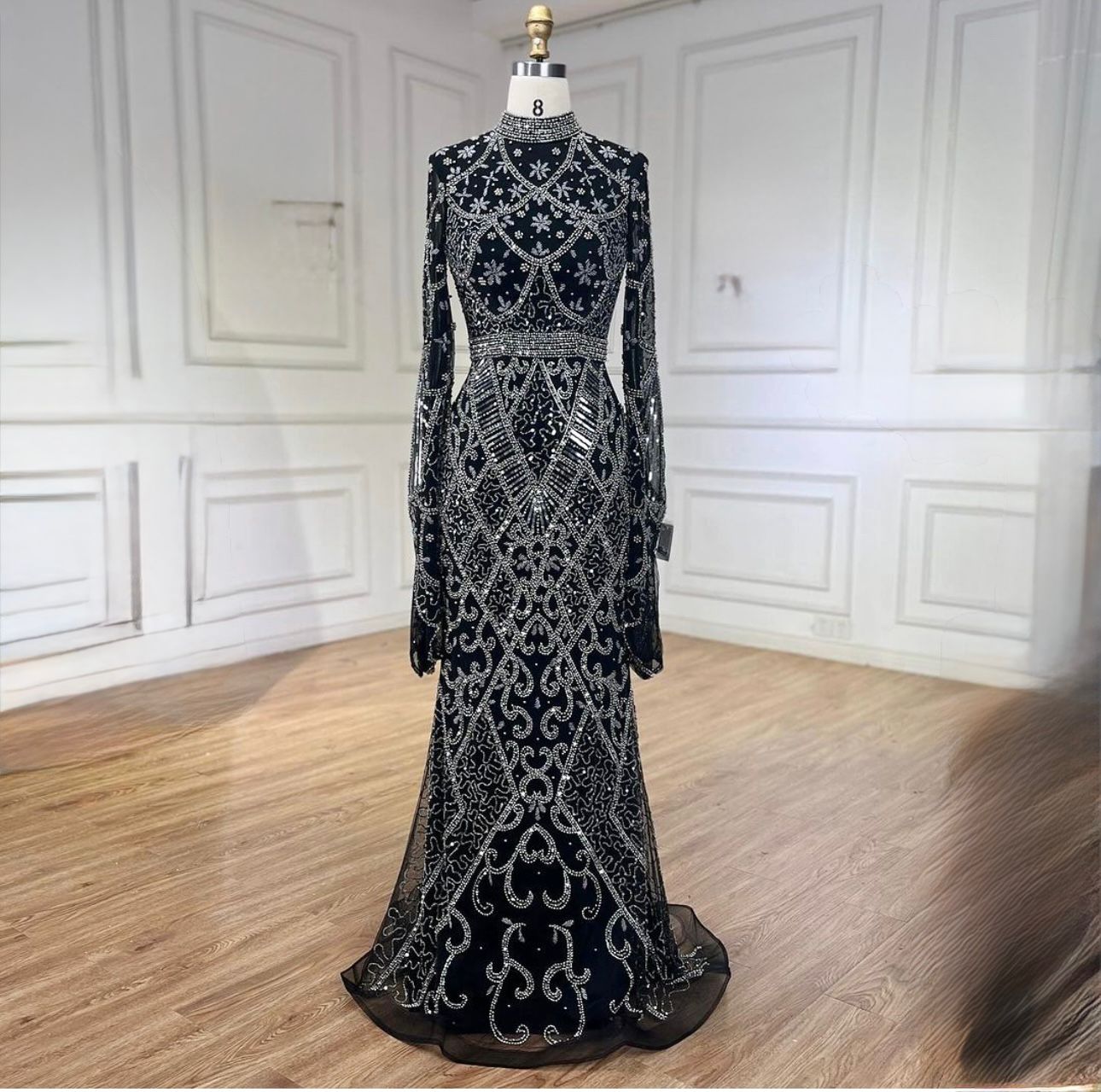 Flare Sleeve Sequin-Embellished Fashion Dress