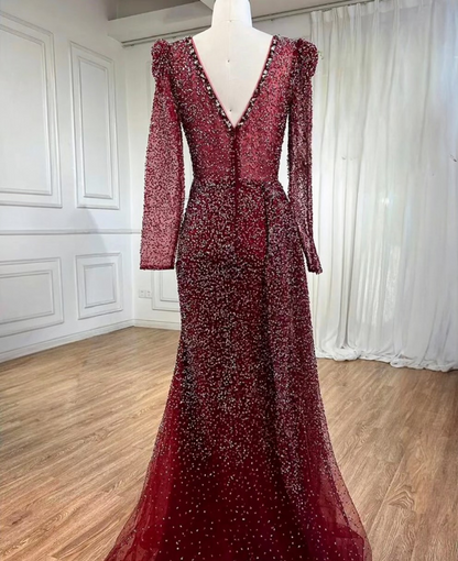 Wine Crystal Diamond Stone Party Dress