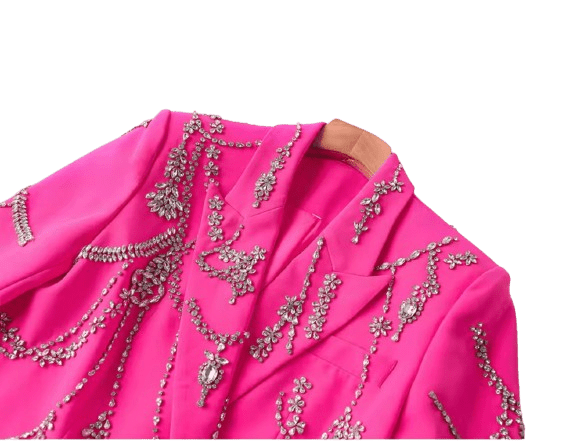 A tailored blazer dress embellished with sparkling rhinestones - dressupaccessories