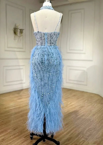 Aurelia Luxury Feathers Beading Formal/Evening Dress - dressupaccessories