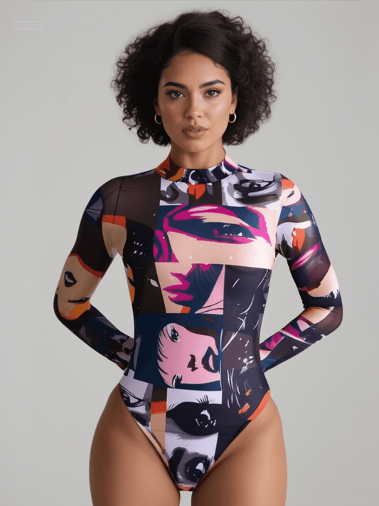 bodysuit top featuring a printed graphic - dressupaccessories