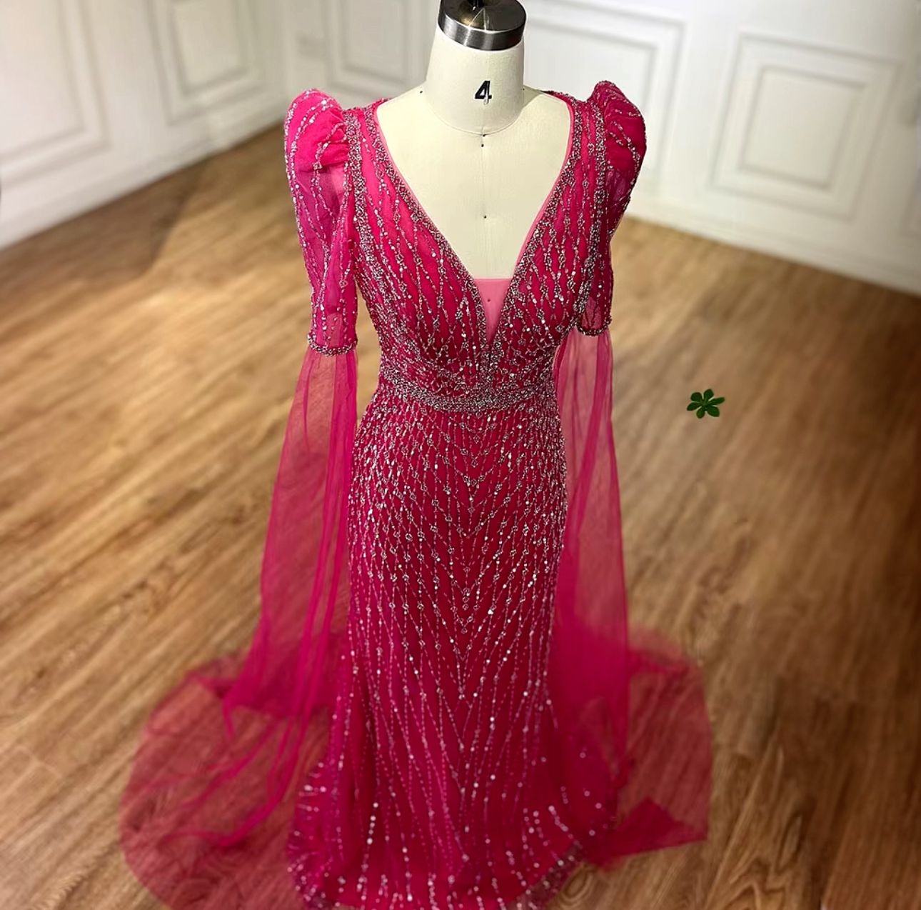 Cape drop sleeve stones beaded party dress - dressupaccessories