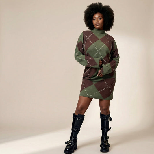 Chic Two - Piece Skirt & Turtle Neck Top Set - dressupaccessories