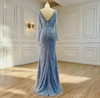 Crystal Embellished Cape Evening Gown - dressupaccessories
