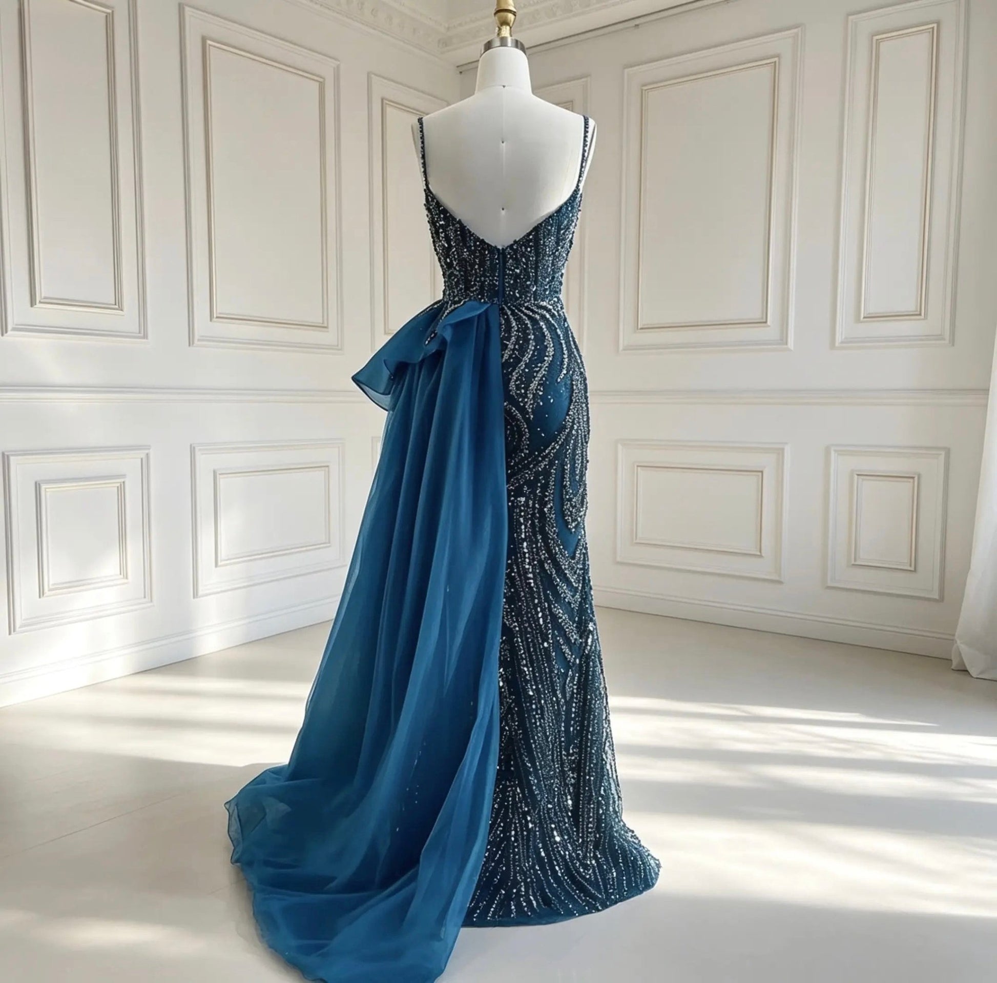 Dark Petrol Blue Strap Occasional Dress - dressupaccessories