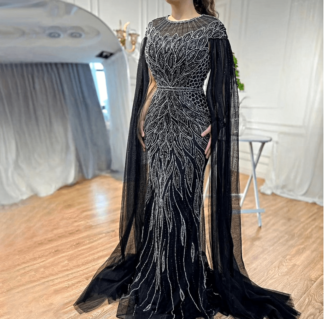 Drop Sleeve Embellished Beaded Dress - dressupaccessoriesDWEQ5