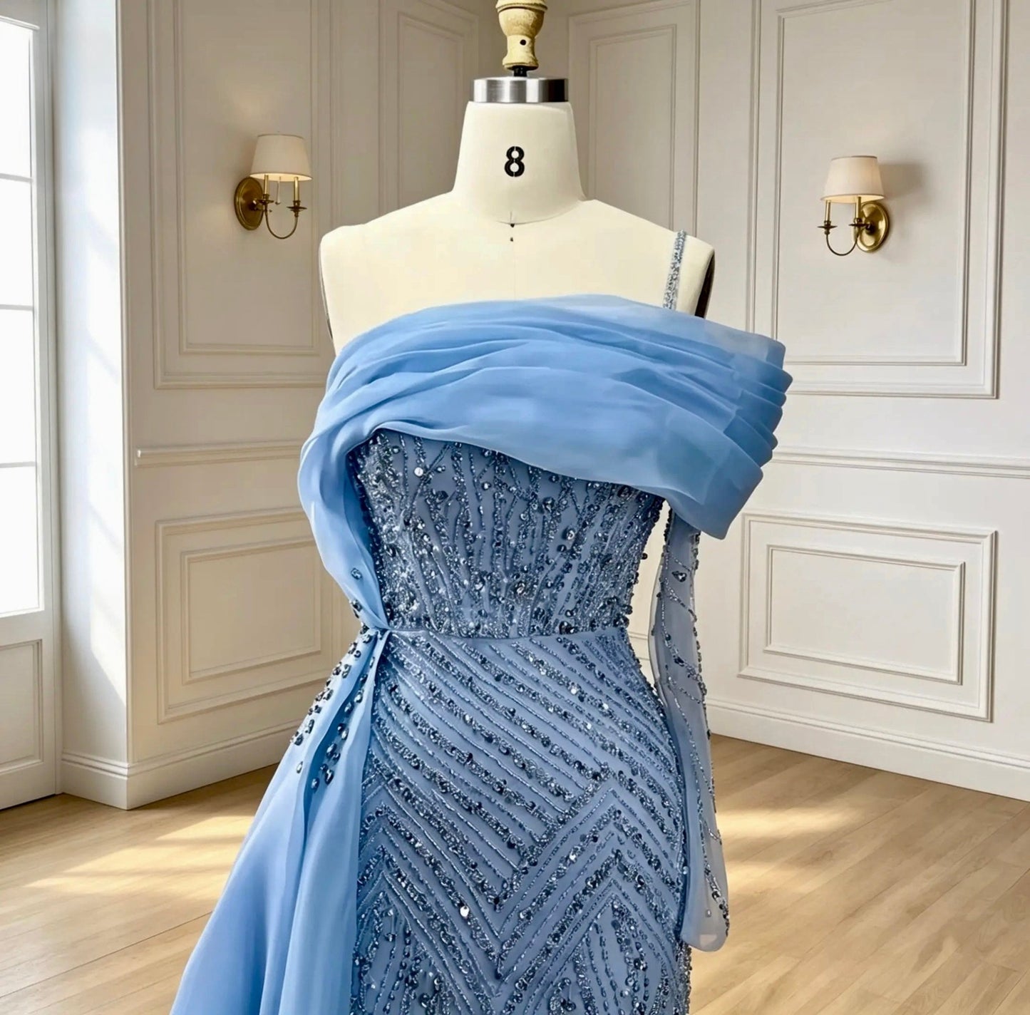 Elegant Sapphire Evening Dress - dressupaccessoriesDRESS011