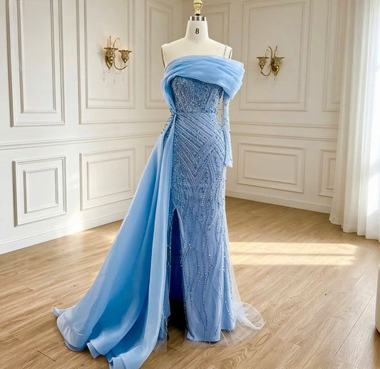Elegant Sapphire Evening Dress - dressupaccessoriesDRESS011