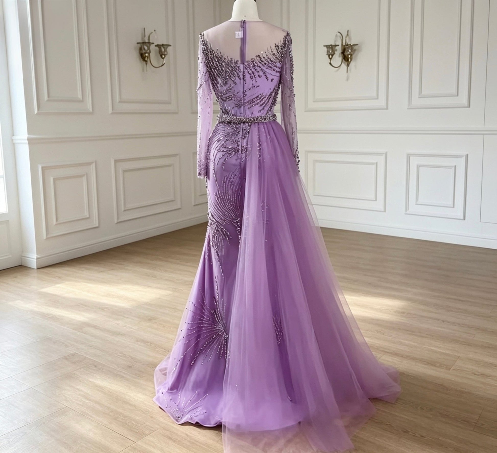Embellished Lavender Mermaid Dress - dressupaccessories
