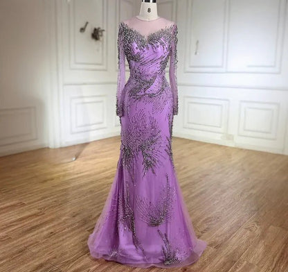 Embellished Lavender Mermaid Dress - dressupaccessories