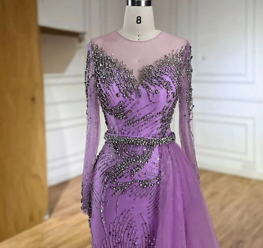 Embellished Lavender Mermaid Dress - dressupaccessories