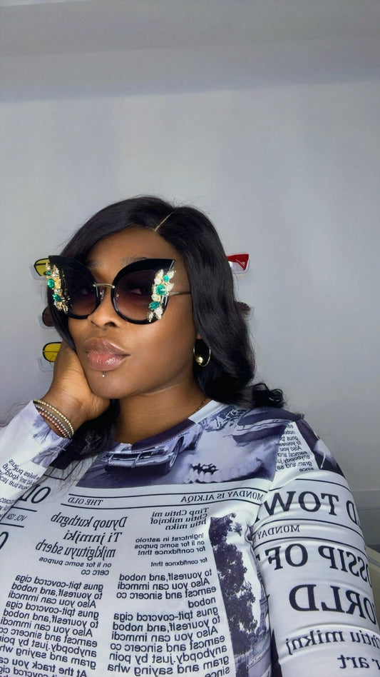 Flower - stone Oversized sunglasses - dressupaccessoriesP1145S-1