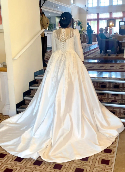Full beaded upper wedding dress - dressupaccessories