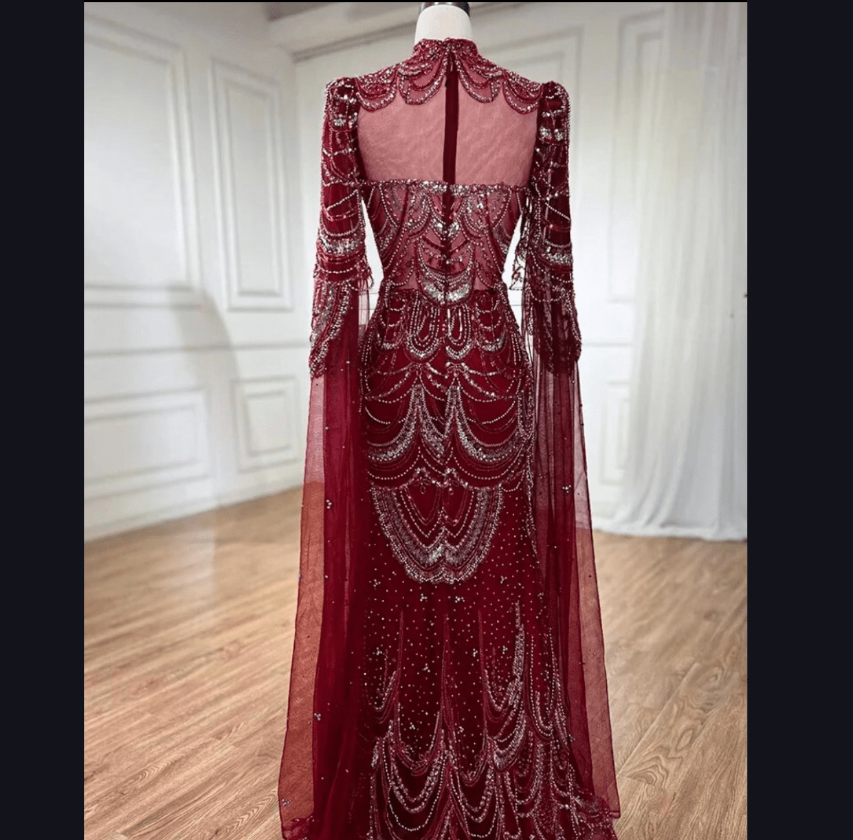 Full Front and Back full beaded drop sleeve dress - dressupaccessories