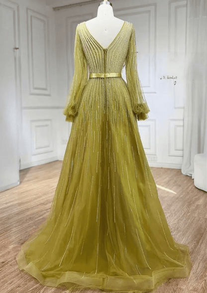 Gold Formal Evening Dress - dressupaccessories