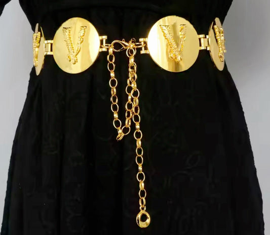 Gold/Silver Beaded One Size Waistbelt - dressupaccessories