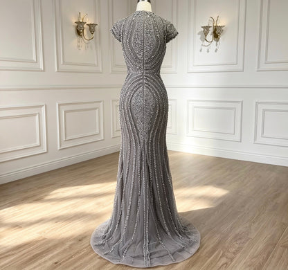 Gray Nude Occasional Mermaid Dress - dressupaccessories