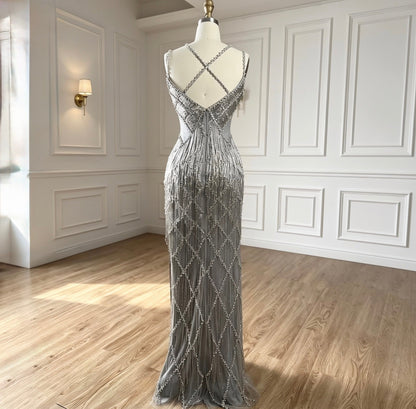 Luxury Beaded Mermaid Evening Gown - dressupaccessories