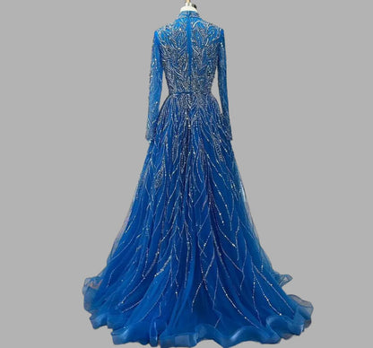 Luxury Hand - Beaded High - Neck Evening Dress - dressupaccessories