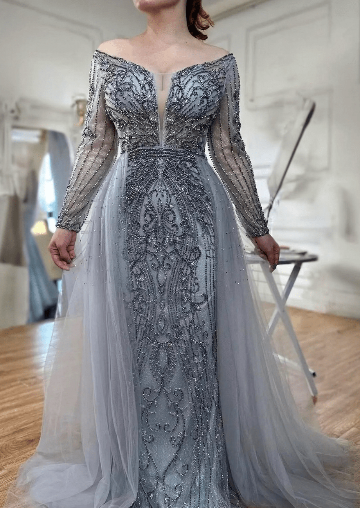 Mermaid Beaded Luxury Evening Dress - dressupaccessories