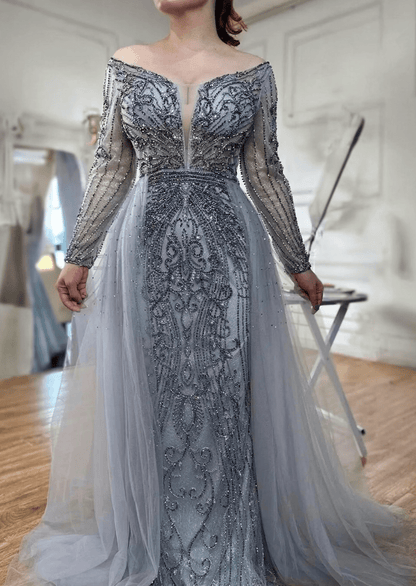 Mermaid Beaded Luxury Evening Dress - dressupaccessories
