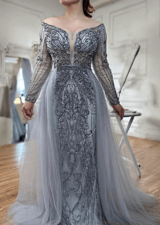 Mermaid Beaded Luxury Evening Dress - dressupaccessories