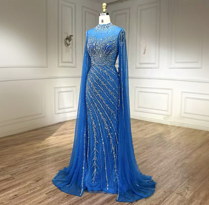 Mermaid full beaded drop sleeve dress - dressupaccessories