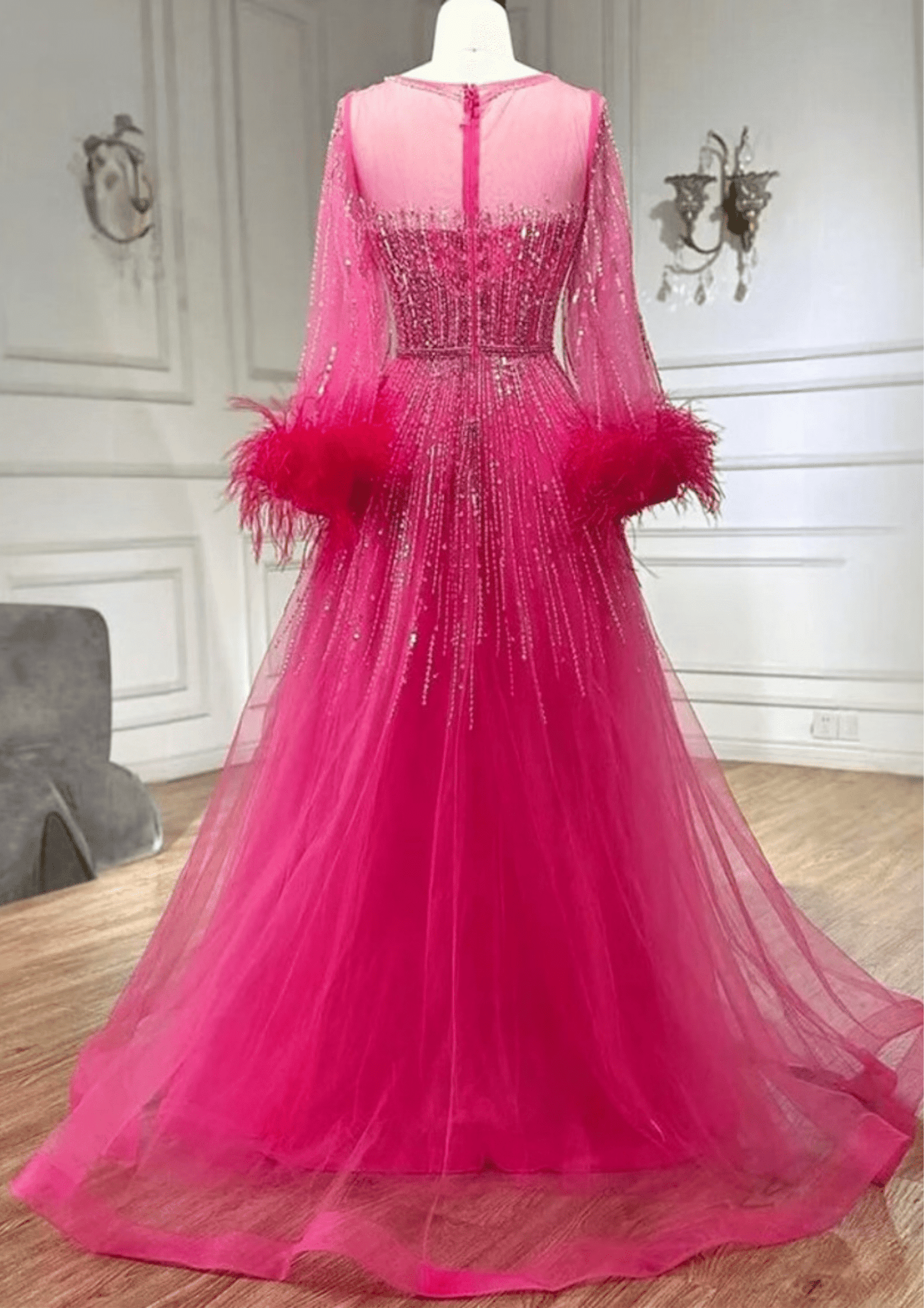 Pink Embellished Evening Dress - dressupaccessories