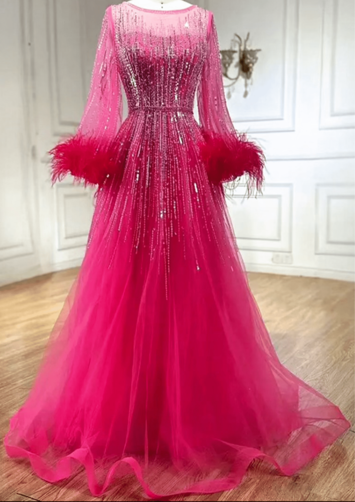 Pink Embellished Evening Dress - dressupaccessories