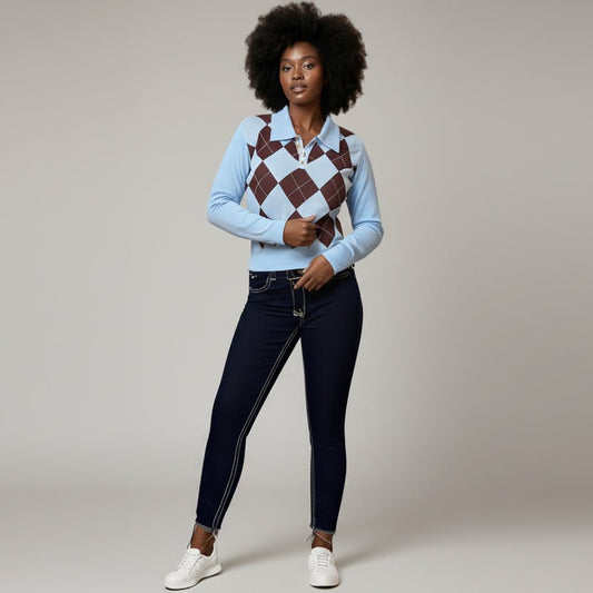 Polo Jumper with Classic Check Pattern - dressupaccessories