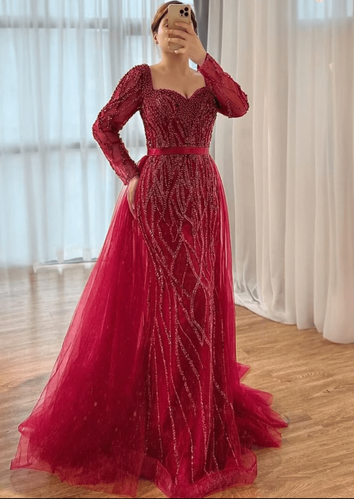 Red Embellished Evening Dress - dressupaccessories