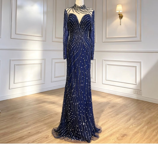 Regal Navy Crystal - Embroidered Dress - dressupaccessories