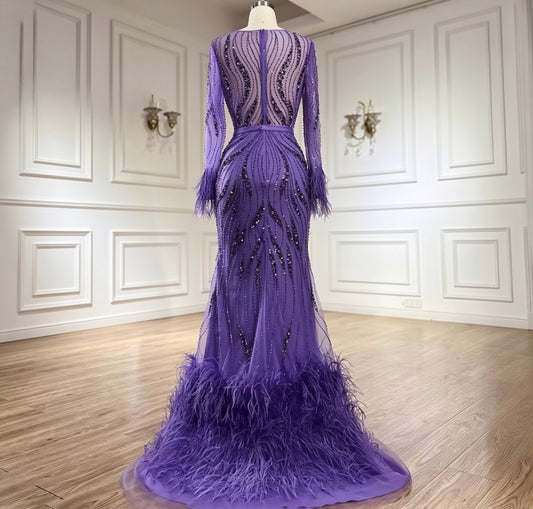 Sleeve feathers see though beaded dress - dressupaccessories