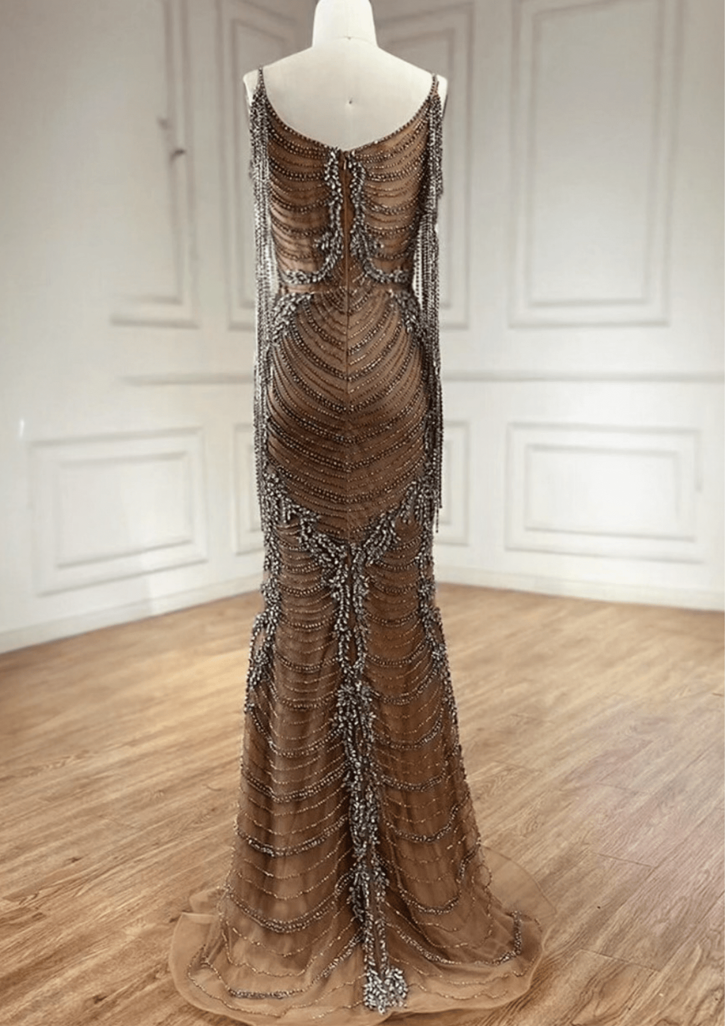 Sparkly Rhinestone Nude Long Occasional Dress - dressupaccessories
